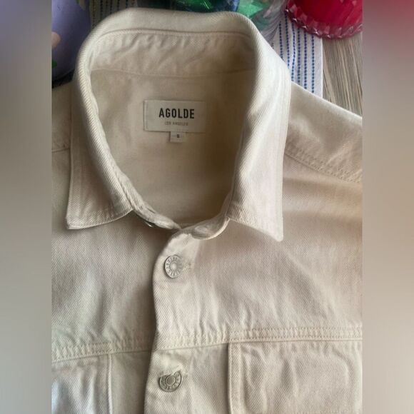 Agolde Tatum Ivory Denim Utility Jumpsuit Long Sleeve Buttons Sz Small (Not Belt - Picture 12 of 16